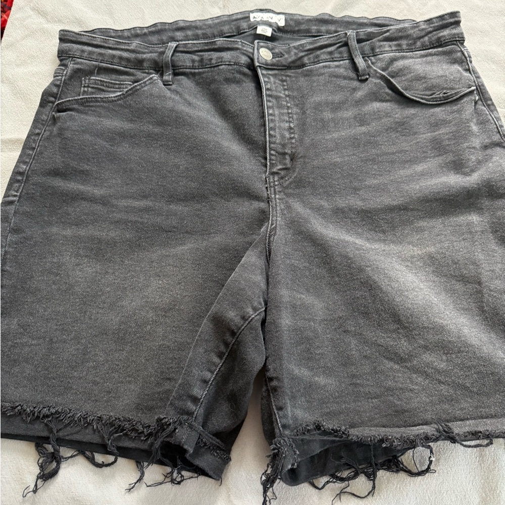 Ava & Viv Black Jean Shorts Distressed Hem Casual
